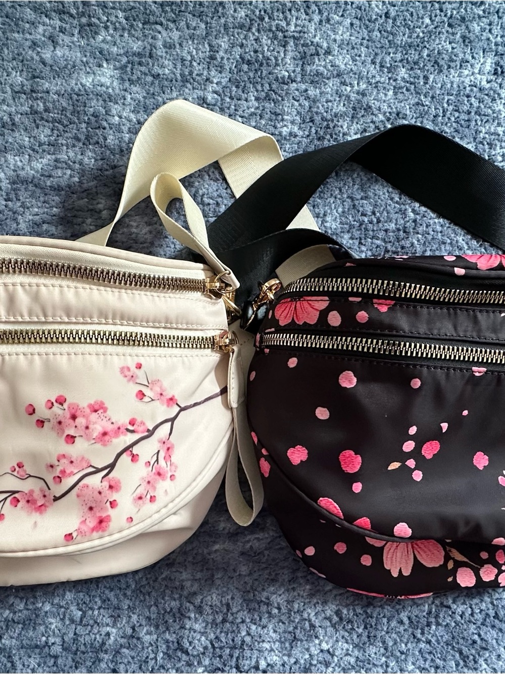 Floral Cherry Blossom Crossbody Bag - Pink/Black